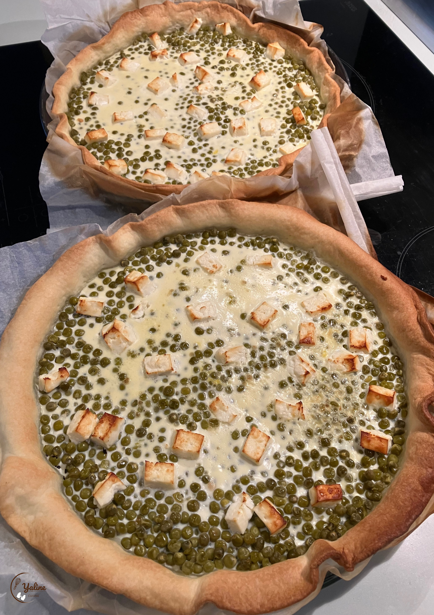 Quiches aux petits pois jambon & feta