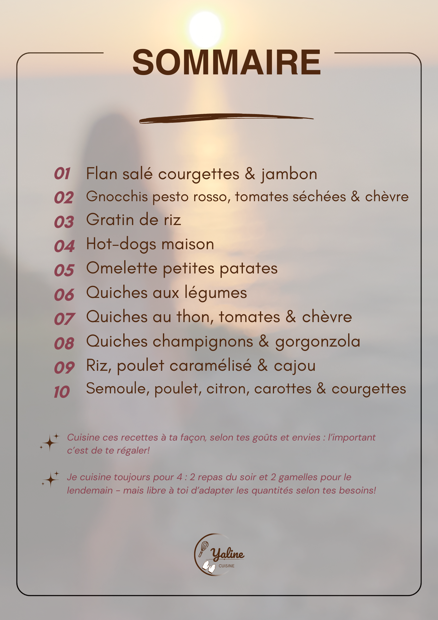Sommaire 10 recettes quand tu n'as pas le courage
