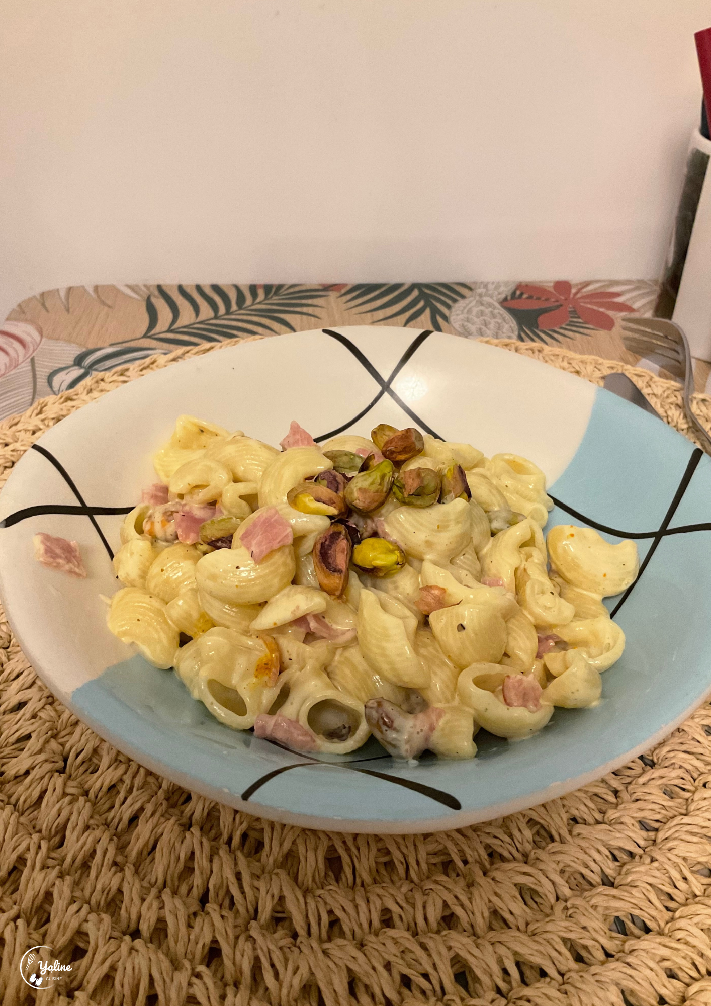 Pâtes pistaches & bacon