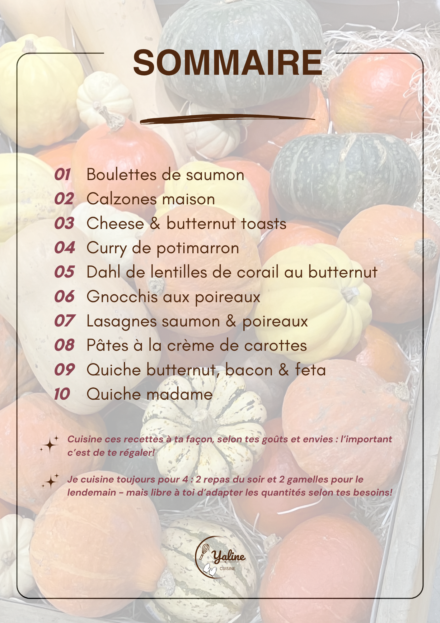 Sommaire 10 recettes quand tu ne sais pas quoi faire